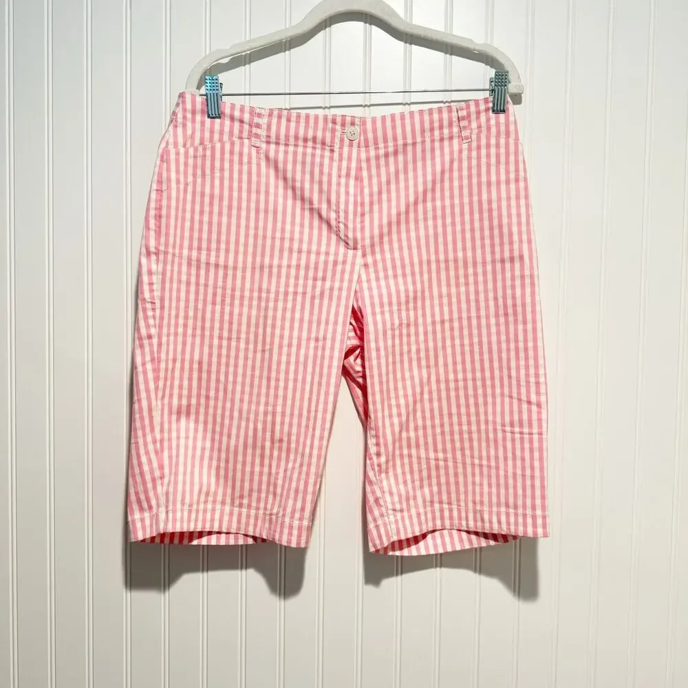 Brooks Brothers Sport Pink Gingham Bermuda Shorts Cotton Size 8